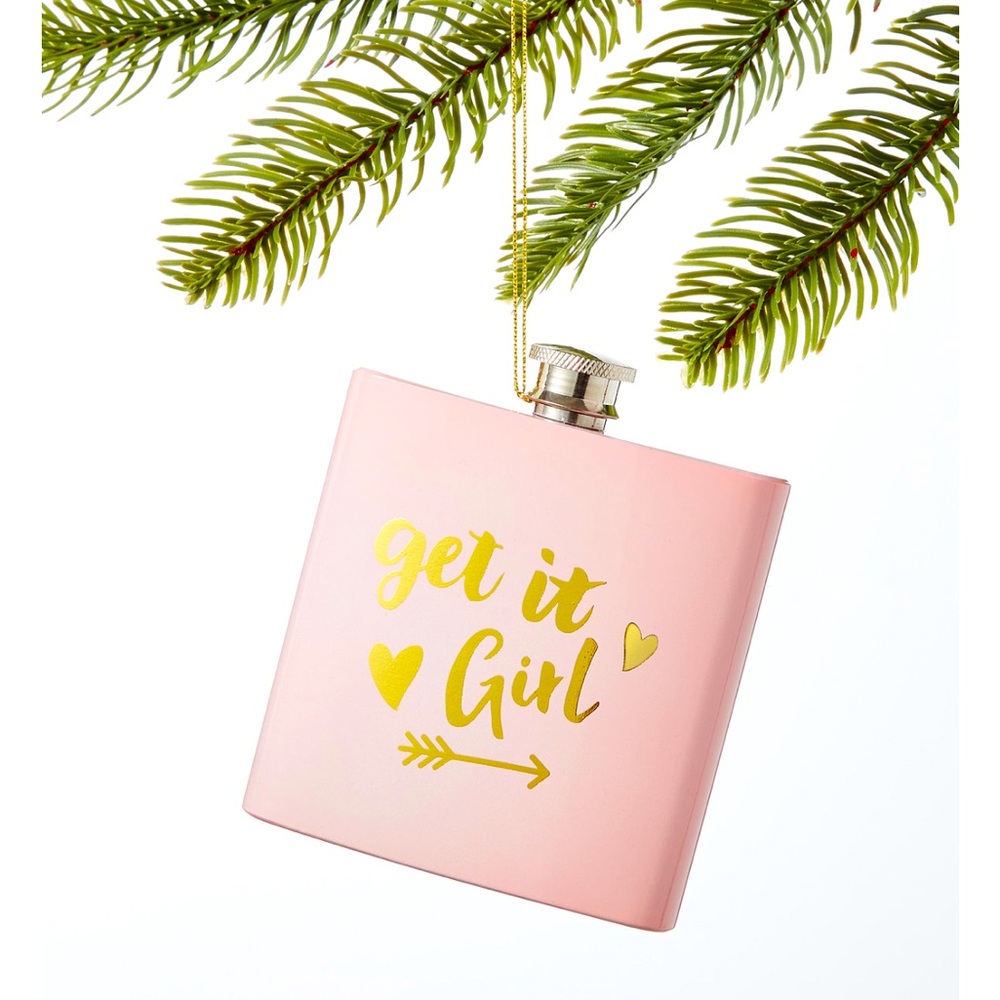 Dreamland "Get it Girl" Pink Flask Ornament- BRAND NEW in box! A real flask!